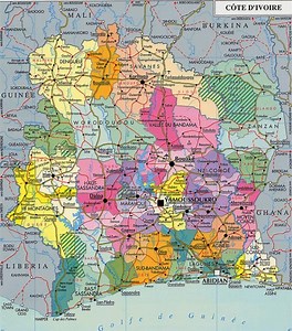 Géographie - Carte routière de la Côte d`Ivoire - Abidjan.net Photos
