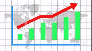 Growing Chart with Arrow Animation, Financial Business Animated Growth Chart with Trend Line Graph, Increase Bar Chart of Economy, Positive Trend, Histogram