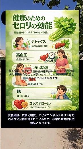 セロリの健康への効果：痛風とコレステロールの減少