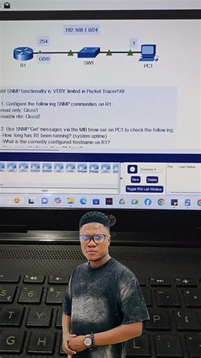 Configured and tested SNMP on a Cisco router in Packet Tracer. Used the MIB browser to:View device uptime and system nameCheck interface description and interface typeModify the router hostname… | Yusif Fuad Kamara