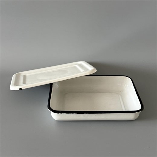 Vintage Enamel Tray, Soviet Enamelware, Refrigerator Lidded Bowl, Eco-friendly Refrigerator Enamel Container, Made in USSR - Etsy