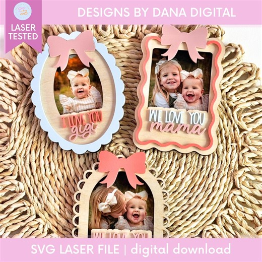 Valentine's Day Frame Collection SVG Photo Frame Magnet With Bow - Etsy