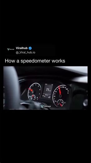 Viral Hub on Instagram: "A speedometer measures a vehicle's speed by translating the rotation of the wheels into a visual reading on the dashboard, typically using either mechanical or electronic systems. In mechanical (eddy current) speedometers, a flexible cable driven by the transmission spins a permanent magnet inside a metal speed cup; this spinning magnet creates a magnetic field that induces "eddy currents," dragging the cup—and its attached needle—around against the resistance of a hairs