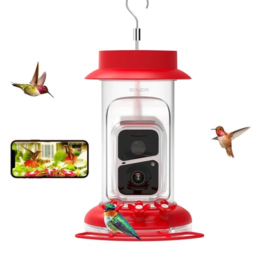 HUMBIRDY Soliom IP65 2K Video AI Hummingbird Feeder Cmaera Smart (16OZ)| Bee Proof, Leak Proof.