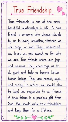 True Friendship Paragraph in English | Easy English Writing