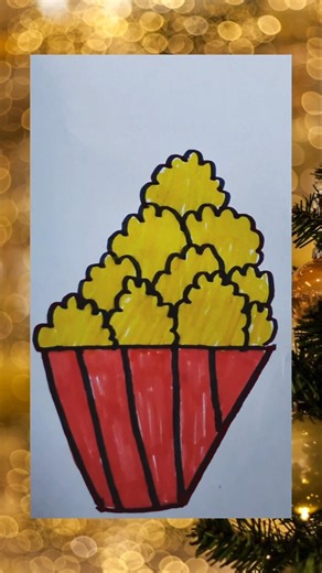 How to draw cute popcorn! 🍿✨ #drawing #art #popcorn"# viral video