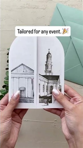 Modern Minimalist Wedding Invites Arched Panel Design #WeddingInspiration #MinimalistDesign