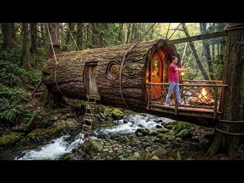 Building a Warm and Cozy NEST Bushcraft Tree House | Survival Shelter Tree House