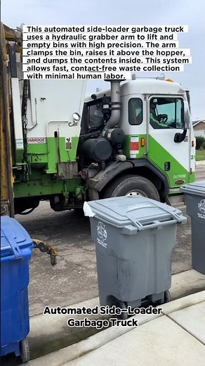 Automated Side-Loader Garbage Truck in Action #WasteTech #GarbageTruck #Automation