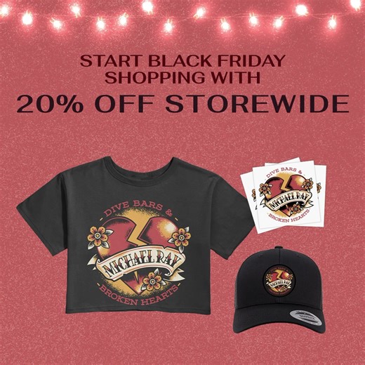 1K views · 138 reactions | Get that new merch 20% storewide now thru Monday! Shop at MichaelRay.lnk.to/bfcm  | Michael Ray | Facebook