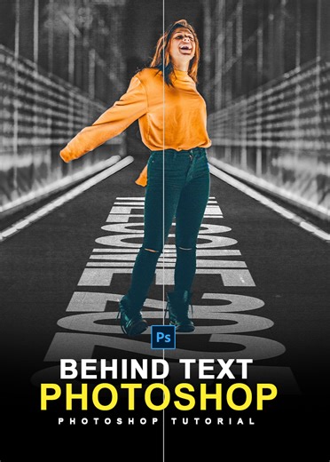 How to Put Text Behind Image in Photoshop | Photoshop #shorts Video