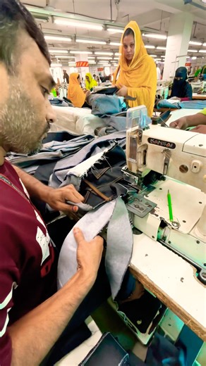 How to kansai machine waist belt joint in Garment industry. #garments #sew #fashion #pants #shorts