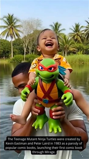 Com o titio, peguei a tartaruga ninja (Under my uncle's care, I caught the ninja turtle)#baby #cute