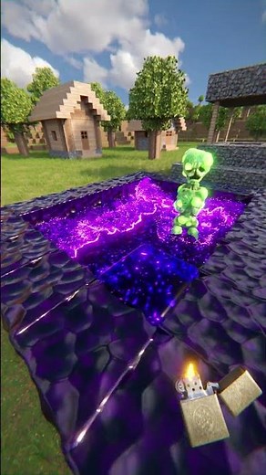 A creeper enters the Nether portal #minecraft #minecraftrealistic