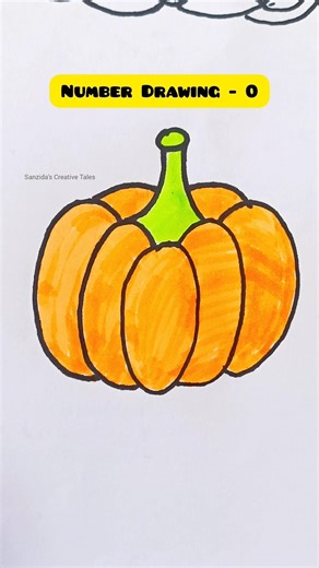 How to Draw a Pumpkin with Number 0 #easydrawing #pencilart #shortvideo