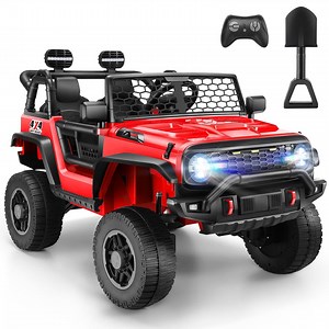 Farmdex 2 Seater 24V Ride on Toys for Big Kids, Powerful Electric Ride On Truck Car with Remote Control w/20 Inch Wide Seat, Colorful LED Lights, Rich Multimedia Music, Red