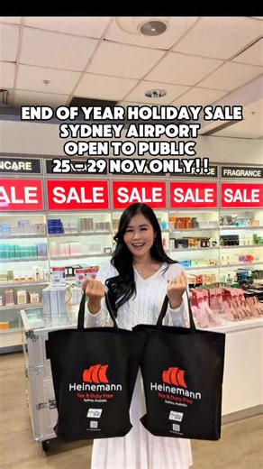 PSA: The End of Year Holiday Sale is open to the public for one week only! And no, you don’t need to be travelling - just grab a free ticket to secure your spot. Enjoy up to 70% off premium and designer brands across Beauty, Fashion, and Liquor, featuring many of the same labels you love from Sydney Airport. 🗓️ 25th – 29th November 2025 ⏱️ 10am – 7pm 📍 Level 3, Sydney International Airport T1, Kingsford Smith Suite 🎟️ Tickets are FREE and essential for entry: https://www.eventbrite.com.au/e/e
