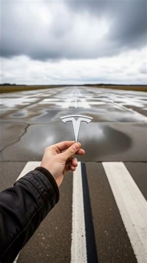 Tesla emblem transforms to car