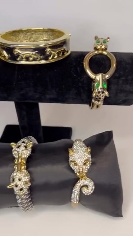 Vintage Panther Bangles – Rhinestone & Enamel Jungle Cat Jewelry - Etsy
