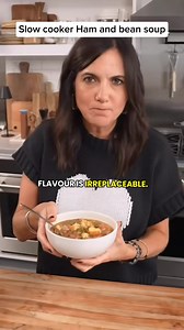 Slow cooker Ham and bean soup recipe. how to make slow cooker soups #hamandbeansoup #easysouprecipes #howtomakesoup ##soupseason #easyrecipes | Aminatu Juma