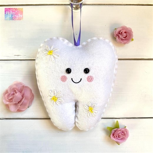New! Personalized Tooth Fairy Pillow With Daisy, Flower Embellishments, Great Gift Idea Girl or Boy - Etsy