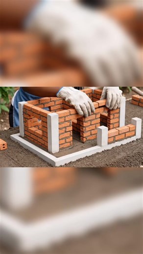 Mini Brick House Build from Foundation to Roof – Step by Step Construction #MiniHouse #BrickHouse #HouseConstruction #MiniHouseBuild | AIBrick World
