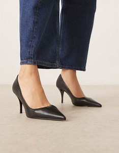 Mango leather pointed heels in black | ASOS