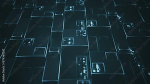 Futuristic technology panel with digital code. Abstract sci-fi engineering concept. Seamless loop 3D render animation 4k UHD 3840x2160