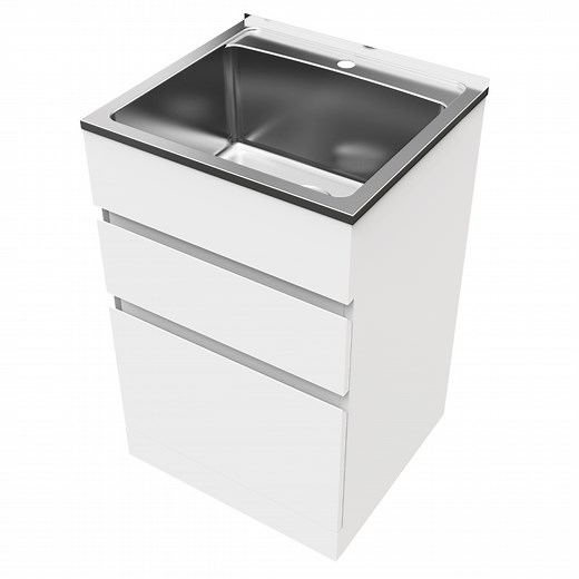 Everhard 45L White Nugleam Drawer System Laundry Unit