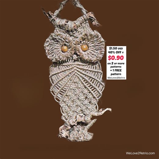Makramee Eule Muster PDF - Vintage Wandbehang Anleitung, Easy DIY Boho Home Decor Guide - Etsy.de