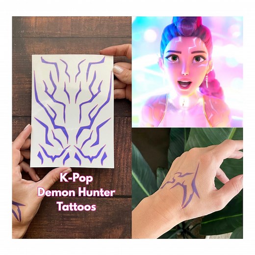 K-pop Demon Hunters Temporary Tattoo Set – Rumi & Jinu Patterns | Birthday Party | Saja Boys | Rumi Tattoos | K-pop Cosplay Costume | Tattoo - Etsy