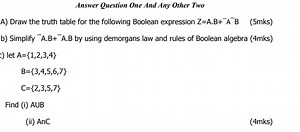 Answer Question One And Any Other TwoA) Draw the truth table ... | Filo