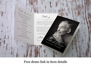 4 Page Funeral Program Template, Celebration of Life Program Template, Memorial Prayer Card, Photo Funeral Program, Order of Service #f18 - Etsy