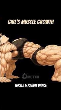 Girl's Muscle Growth - Turtle and Rabbit Dance #turtleandrabbit #musclegrowth #girl