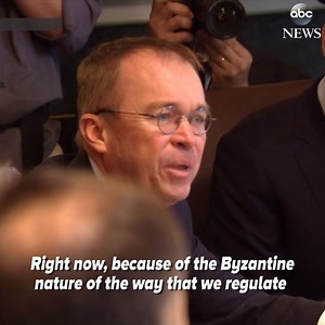 OMB Dir. Mulvaney uses food metaphor to illustrate "Byzantine" regulations. "If you have chicken it's governed by the USDA. If that chicken lays an egg it's governed by the FDA, but if you break an egg and make it into an omelette, that is now covered again by the USDA." | ABC News
