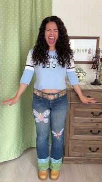 the most whimsical patchwork jeans ever!🫧🧁 #2000sfashion #kidcore #thriftflip #whimsical