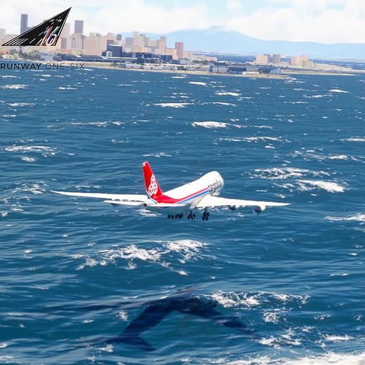 97K views · 1K reactions | Unbelievable Moment!! Boeing 747 Flies Extremely Low Over Water Before Landing in Brazil  | Runway One-Six | Facebook