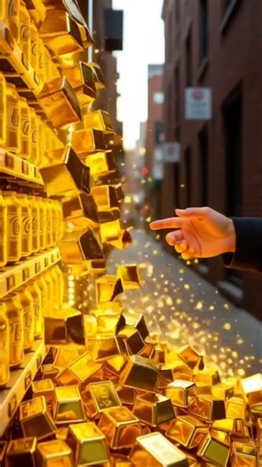 A vending machine gives out GOLD instead of drinks! Unexpected fortune revealed. #GoldenVending