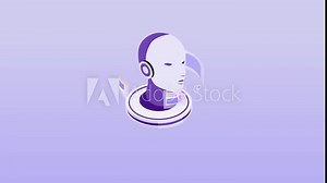 people working in lab and programming AI robot 3d animation cartoon Stock Video