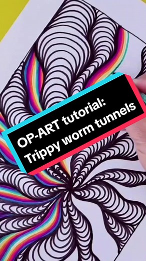 Trippy Worm Tunnels Drawing Tutorial | Line Art & Optical Illusion