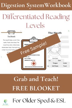 FREE Digestive System Sample - Mouth - 4 Leveled Texts & Questions