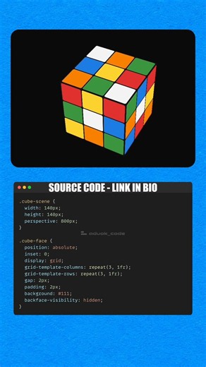 3D Rubik’s Cube Loader Animation in Pure HTML & CSS 🔥