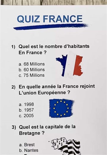 Des questions pour tester vos connaissances sur la France ! #quiz #questions #culture #iq #france