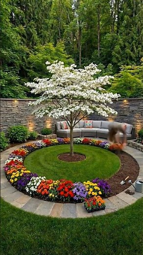 A Lonely Tree Finally Gets the Garden It Deserved 🌸❤️🌳