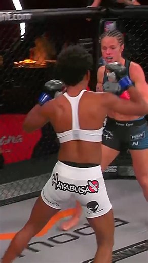 Angela Hill TKOs Stephanie Eggink with a powerful head strike #sports #mma #bjj | Invicta Fighting Championships