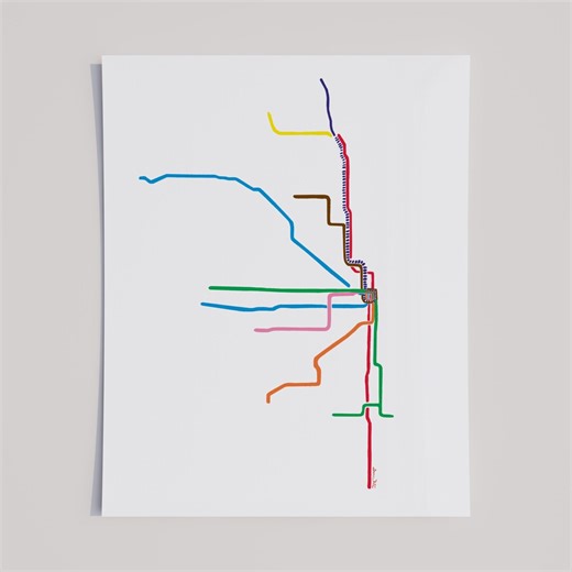 Chicago L Train Map Art Print