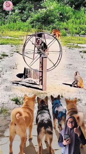 Keluarga Kera Asik Bermain Komedi Putar, Anjing ikut Heboh😂🤣