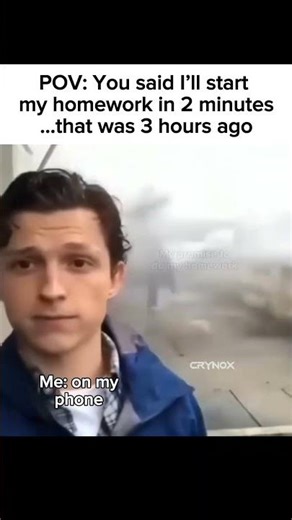 POV: You said “I’ll start my homework in 2 minutes' that was 3 hours ago