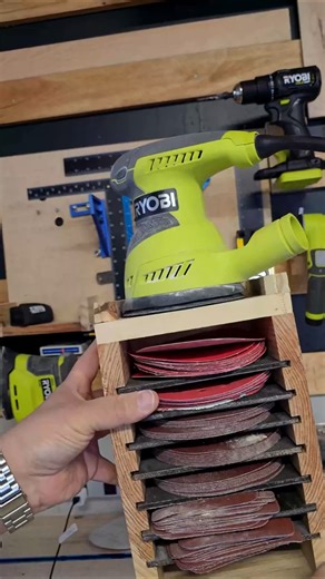 Pine board turned into the perfect sanding rack #diy #woodworking #workshop