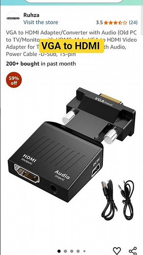 VGA to HDMI Adapter/Converter with Audio (Old PC to TV/Monitor with HDMI), Male VGA to HDMI Video